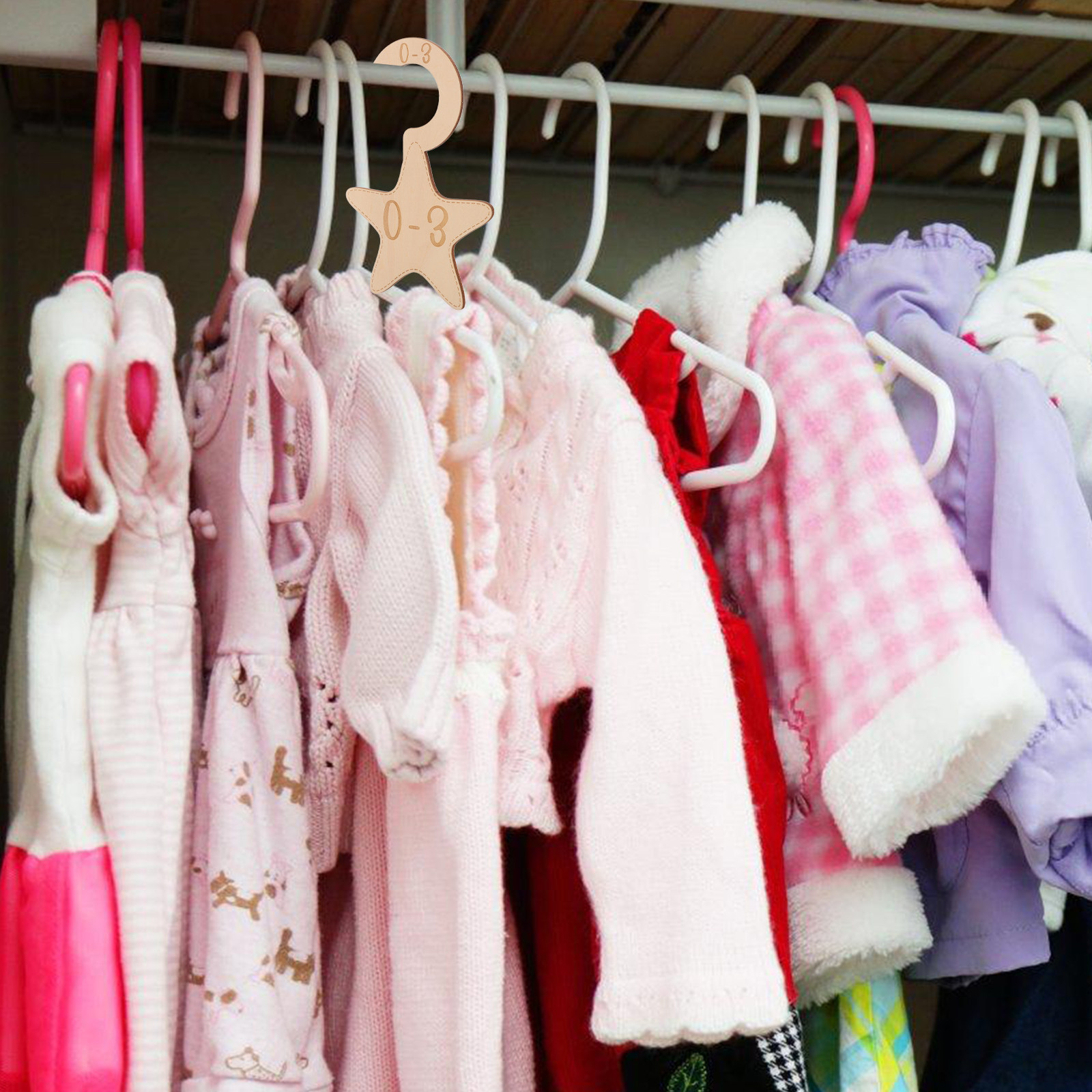 Baby Clothing Organizer - 7 Divisórias de Madeira para Armário