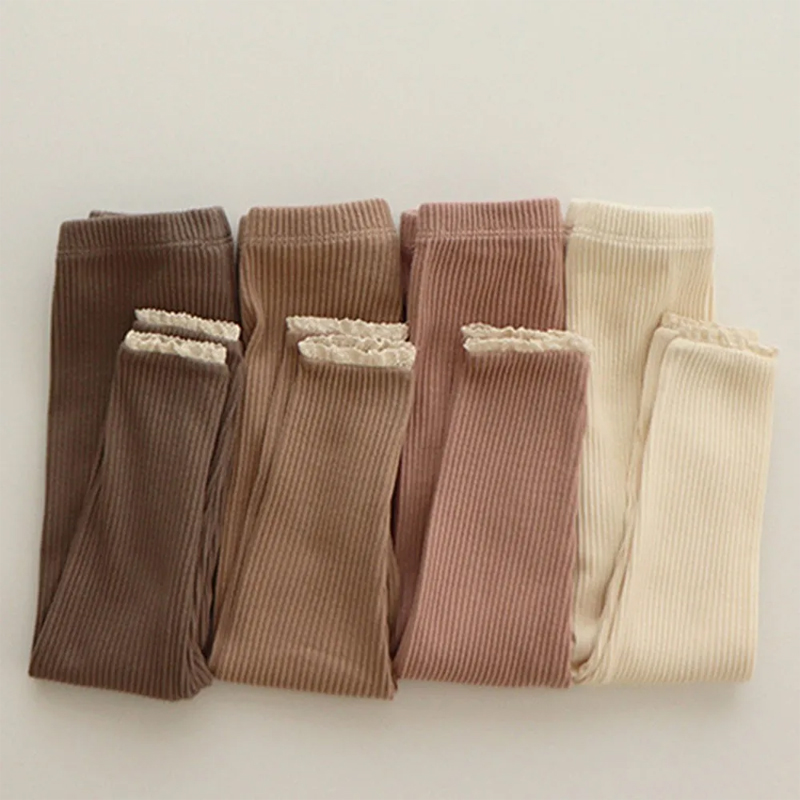 Baby Clothing Essentials - Leggings de algodão com nervuras recém-nascidos,