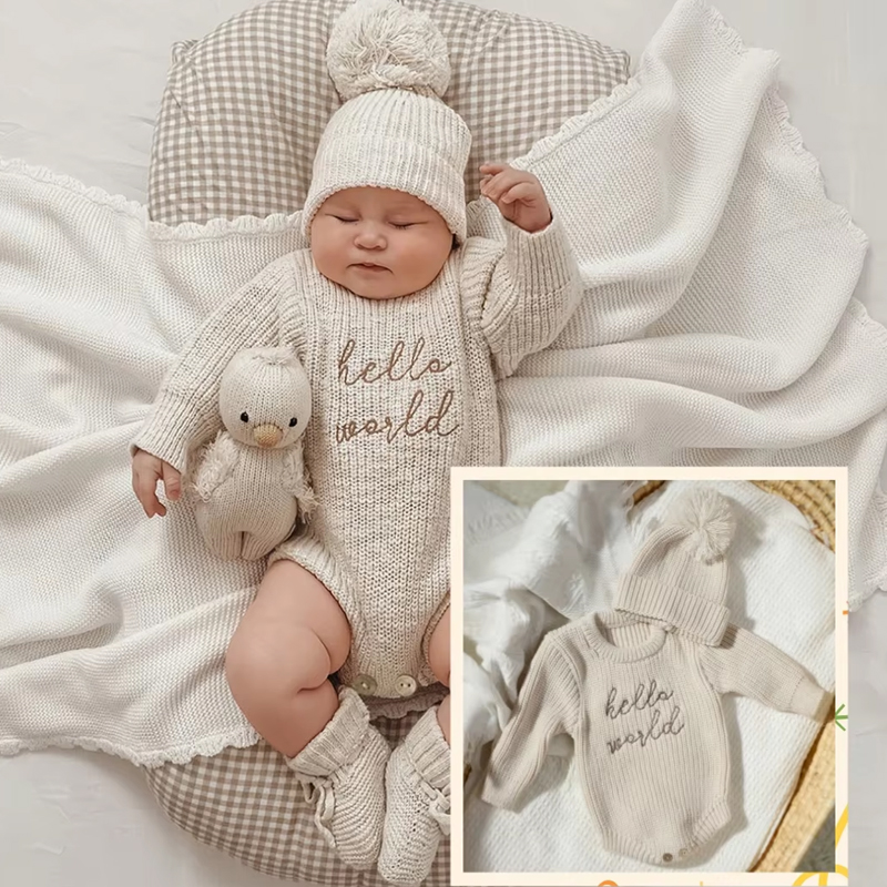 Baby Clothing Brands - Ylsteed olá mundo tricô recém-nascido fotografia